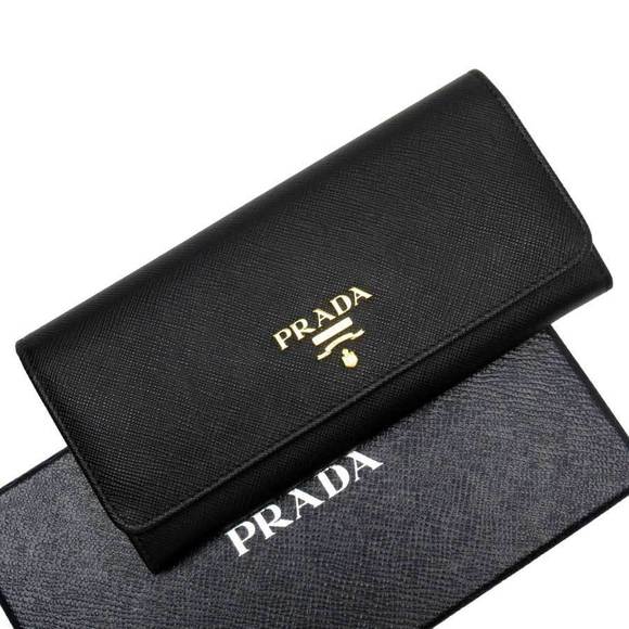 Prada Saffiano Fold Black long leather Wallet - Picture 1 of 3